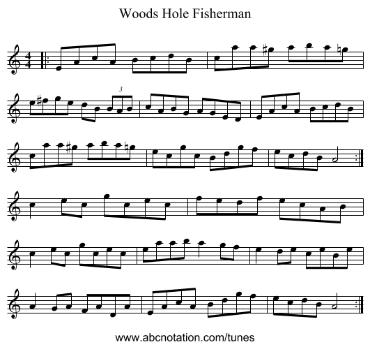 Woods Hole Fisherman - staff notation
