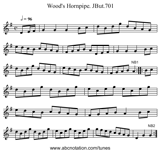 Wood's Hornpipe. JBut.701 - staff notation