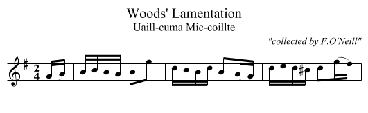 Woods' Lamentation - staff notation