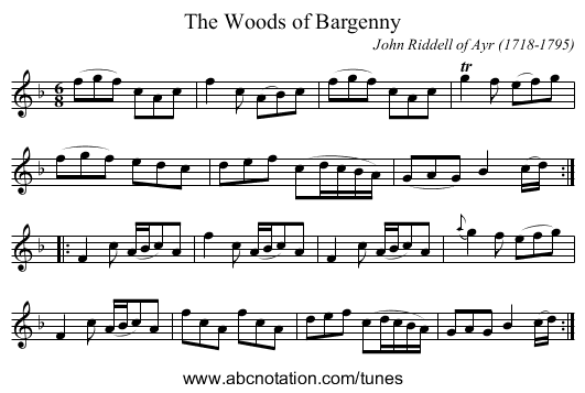 Woods of Bargenny, The - staff notation