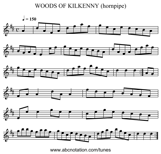 WOODS OF KILKENNY (hornpipe) - staff notation