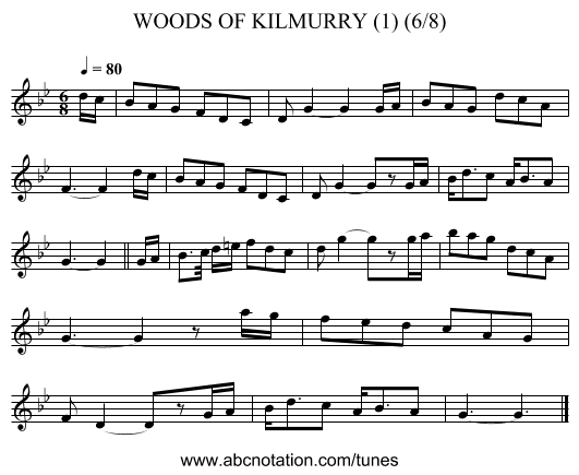 WOODS OF KILMURRY (1) (6/8) - staff notation