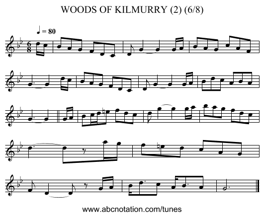 WOODS OF KILMURRY (2) (6/8) - staff notation