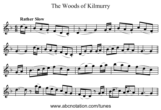 Woods of Kilmurry, The - staff notation