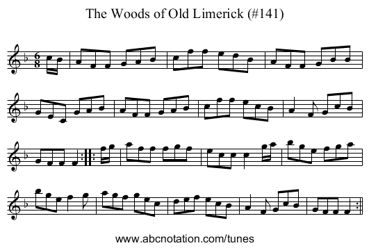 Woods of Old Limerick (#141), The - staff notation