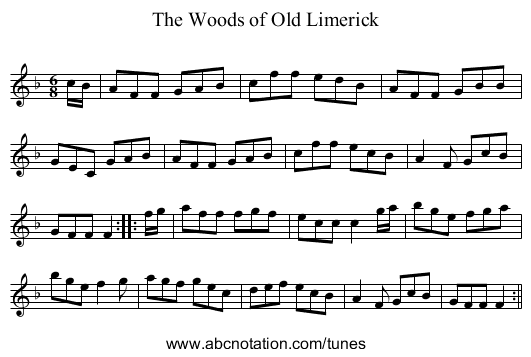 Woods of Old Limerick, The - staff notation