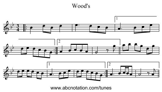 Wood's - staff notation