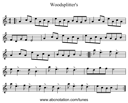 Woodsplitter's - staff notation