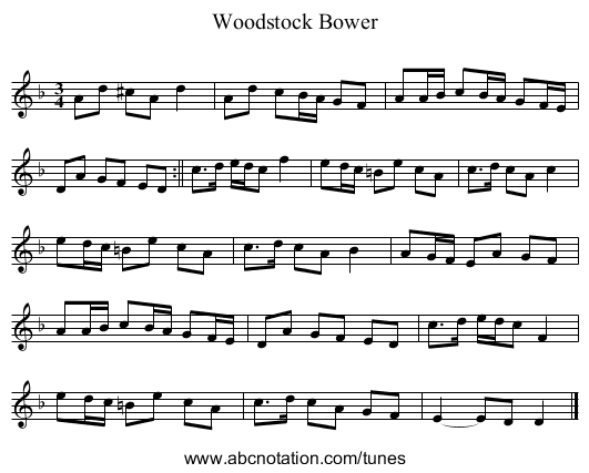 Woodstock Bower - staff notation