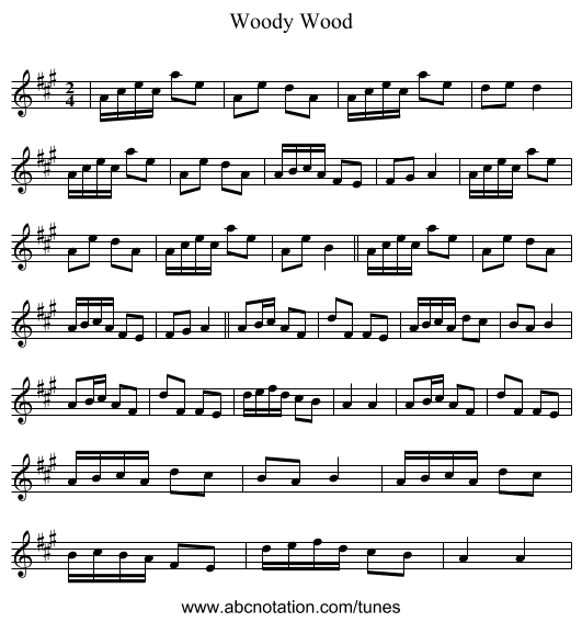 Woody Wood - staff notation