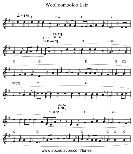 Woolloomooloo Lair - staff notation