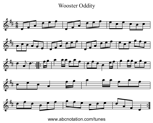 Wooster Oddity - staff notation