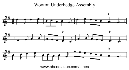 Wooton Underhedge Assembly - staff notation