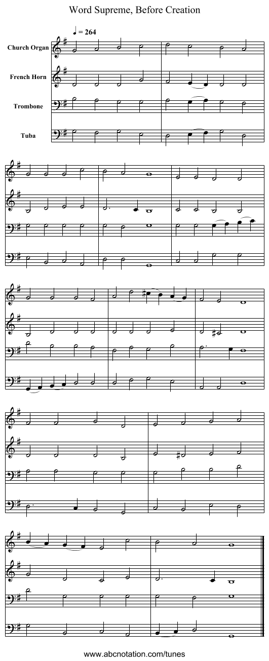 Word Supreme, Before Creation - staff notation