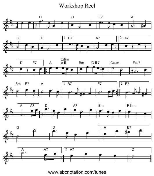 Workshop Reel - staff notation