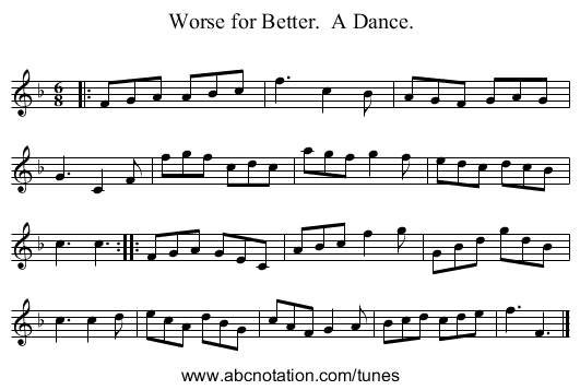 Worse for Better.  A Dance. - staff notation