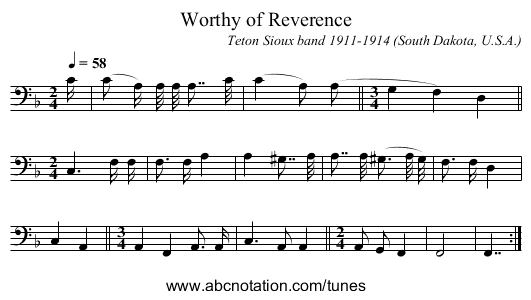 Worthy of Reverence - staff notation