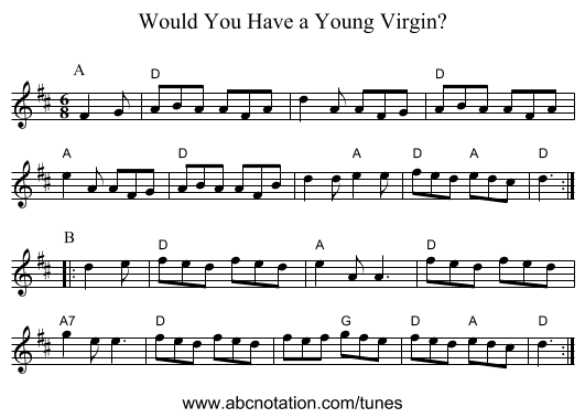 Would You Have a Young Virgin? - staff notation