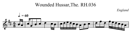 Wounded Hussar,The. RH.036 - staff notation