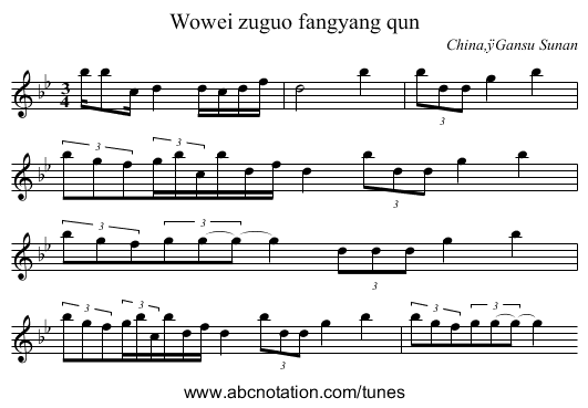Wowei zuguo fangyang qun - staff notation