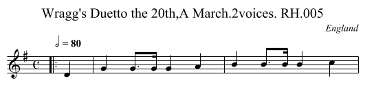 Wragg's Duetto the 20th,A March.2voices. RH.005 - staff notation
