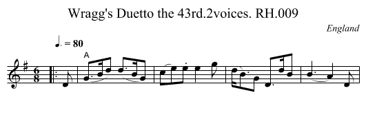 Wragg's Duetto the 43rd.2voices. RH.009 - staff notation