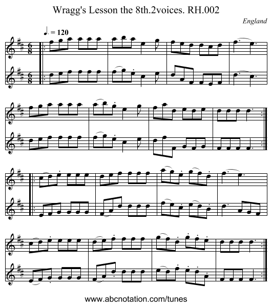 Wragg's Lesson the 8th.2voices. RH.002 - staff notation