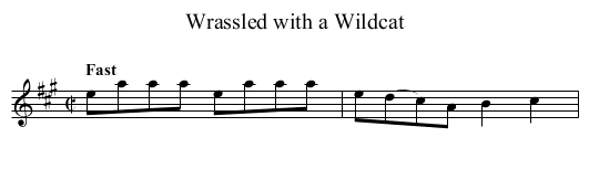 Wrassled with a Wildcat - staff notation