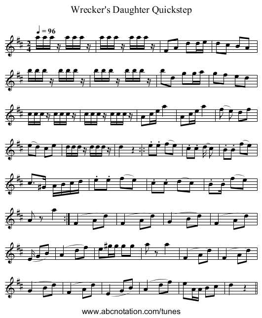 Wrecker's Daughter Quickstep - staff notation