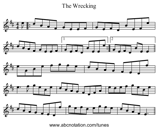 Wrecking, The - staff notation