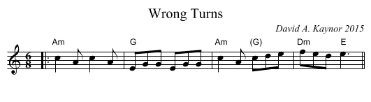Wrong Turns - staff notation