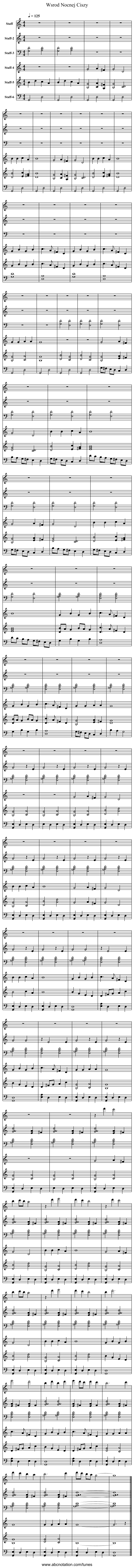 Wsrod Nocnej Ciszy - staff notation