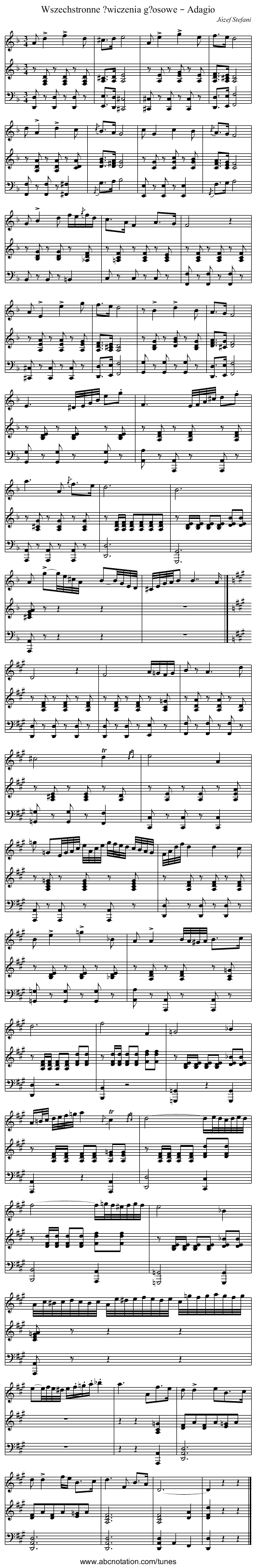 Wszechstronne ?wiczenia g?osowe – Adagio - staff notation