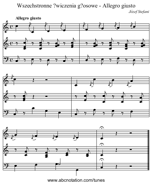 Wszechstronne ?wiczenia g?osowe - Allegro giusto - staff notation
