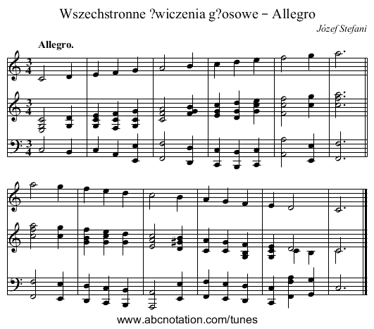 Wszechstronne ?wiczenia g?osowe – Allegro - staff notation