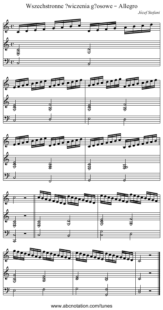 Wszechstronne ?wiczenia g?osowe – Allegro - staff notation