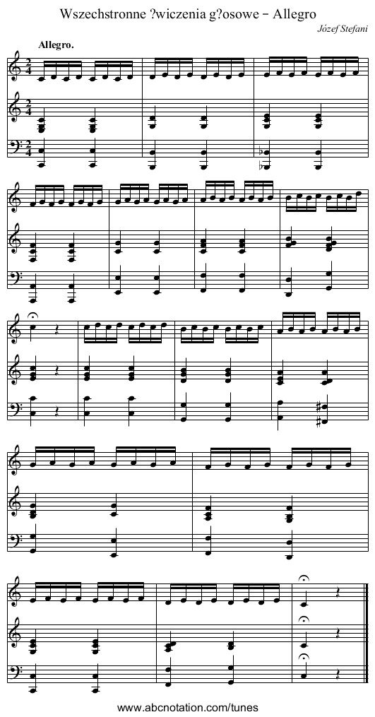 Wszechstronne ?wiczenia g?osowe – Allegro - staff notation