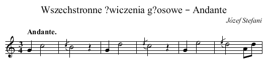Wszechstronne ?wiczenia g?osowe – Andante - staff notation