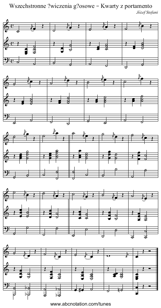 Wszechstronne ?wiczenia g?osowe – Kwarty z portamento - staff notation