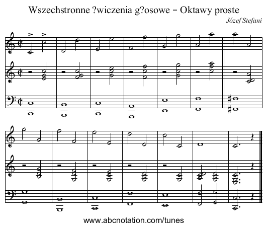 Wszechstronne ?wiczenia g?osowe – Oktawy proste - staff notation