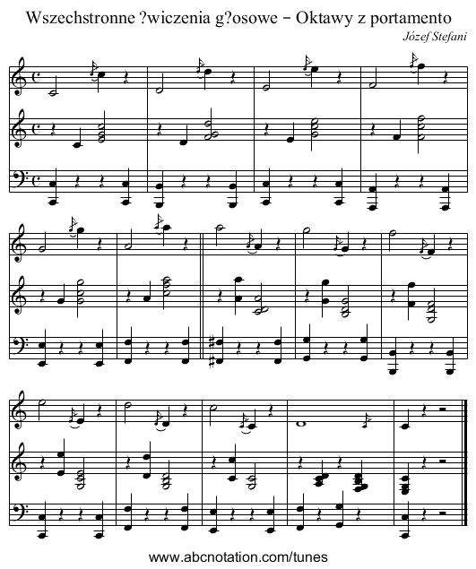 Wszechstronne ?wiczenia g?osowe – Oktawy z portamento - staff notation