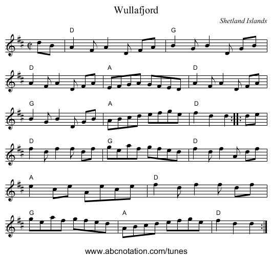 Wullafjord - staff notation