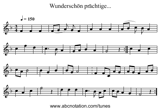 Wunderschön prächtige... - staff notation