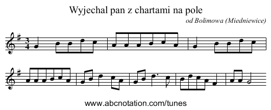 Wyjechal pan z chartami na pole - staff notation