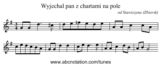 Wyjechal pan z chartami na pole - staff notation