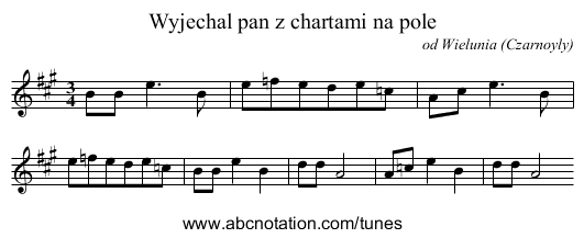Wyjechal pan z chartami na pole - staff notation