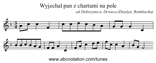 Wyjechal pan z chartami na pole - staff notation