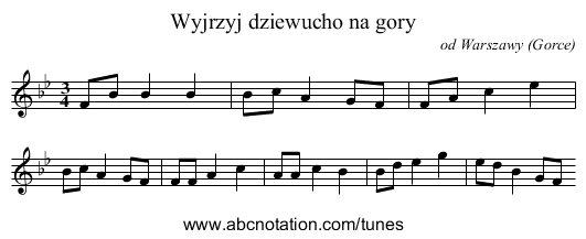 Wyjrzyj dziewucho na gory - staff notation