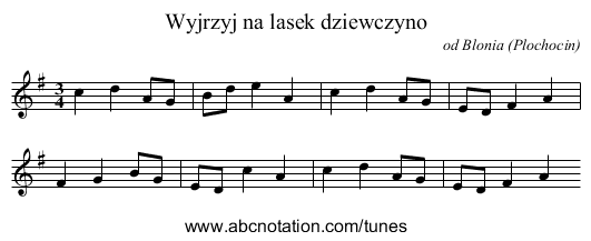 Wyjrzyj na lasek dziewczyno - staff notation