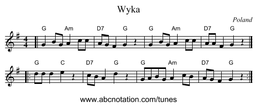 Wyka - staff notation